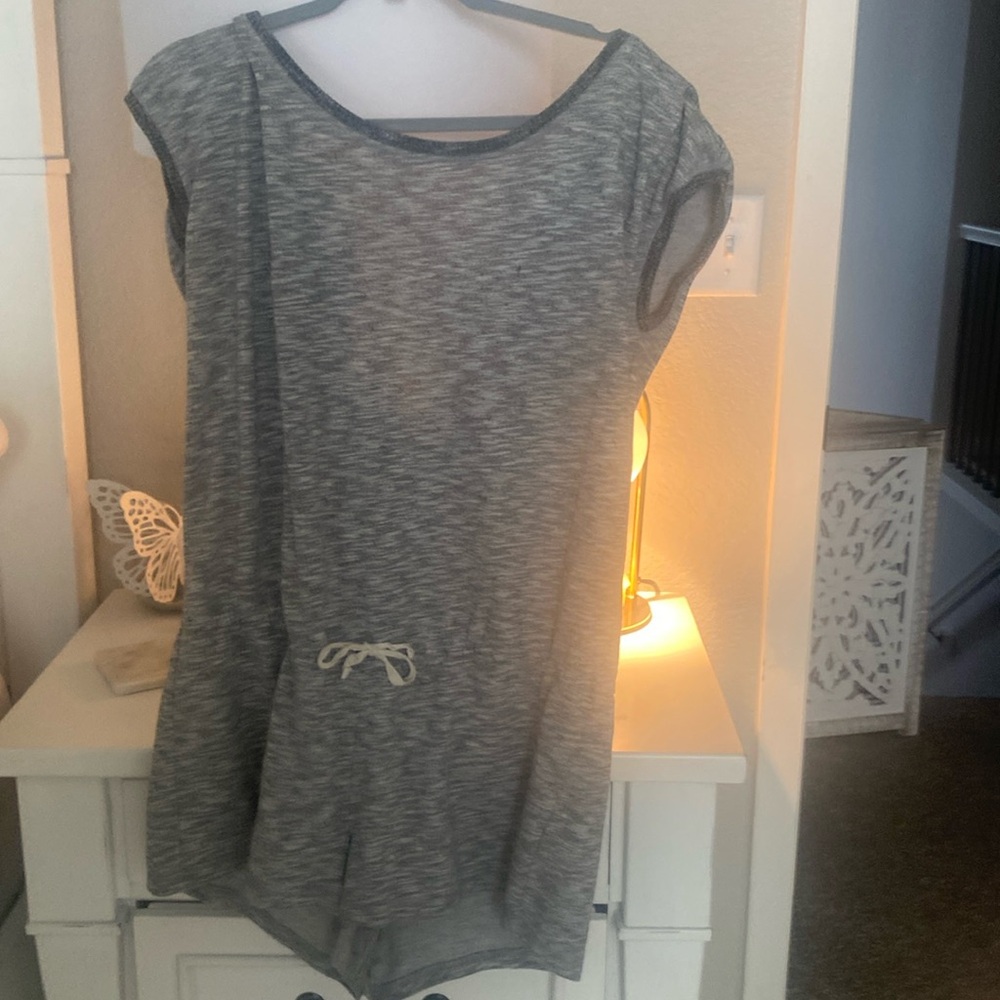 Women’s Victoria’s Secret, gray romper tie in the back and tie around waist